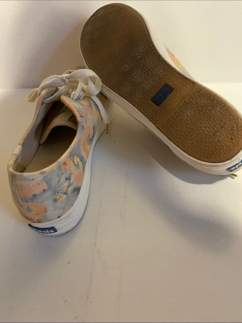 Keds Tie-Dye Low-Top Sneakers in Yellow & Gray